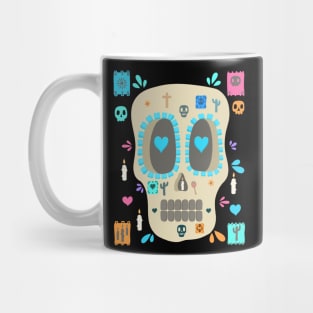 Día De Los Muertos - Colorful Sugar Skull - Papel Picado Mug